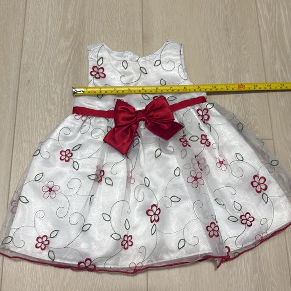3/$10 Youngland Baby 18 Month White Red Bow Dress - Picture 8 of 9